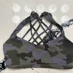 Lululemon Athletica Gray Camo Crisscross Sports Bra